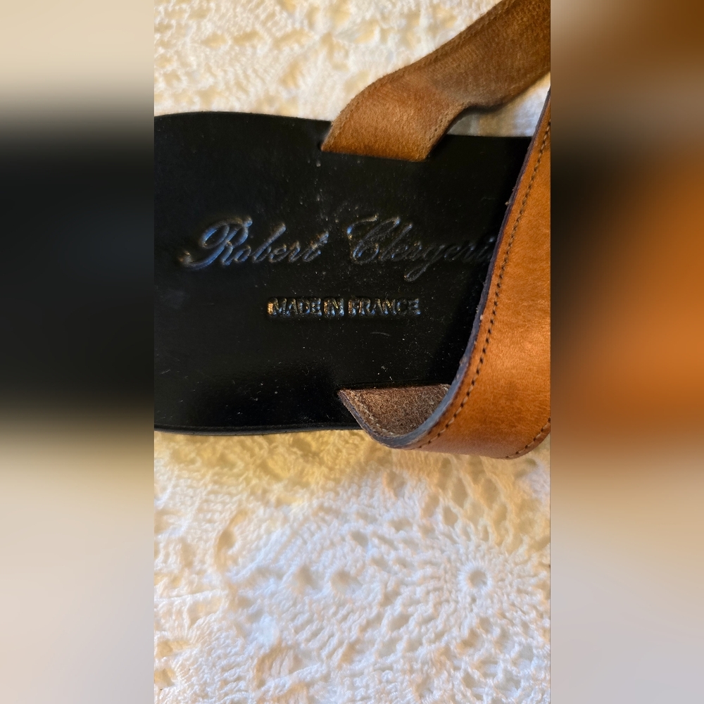 Robert Clergerie Black & Brown Leather Slide Sandals - Picture 2 of 6